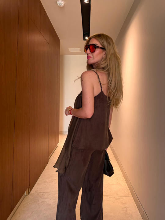 Askılı & Fular Geçişli , Premium Tencel , Acıkahve Takım
