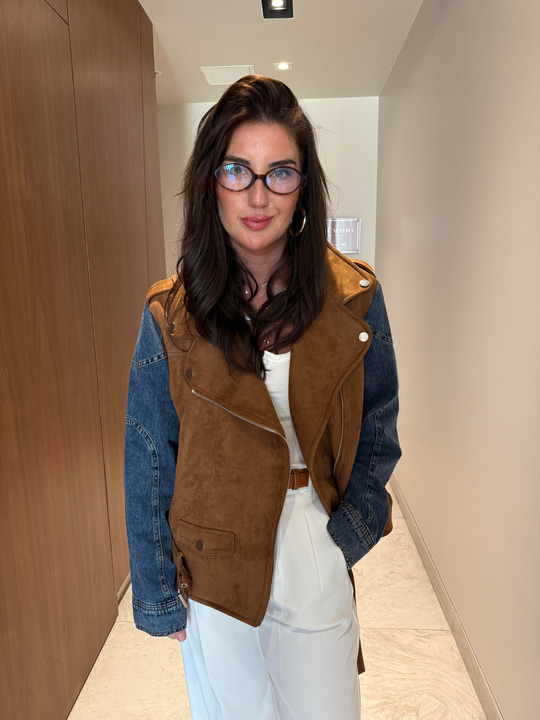 Jean Detaylı , Taba Süet , Premium Ceket