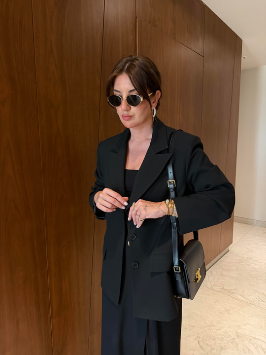 Siyah Krep Kumaş , Premium Blazer Ceket