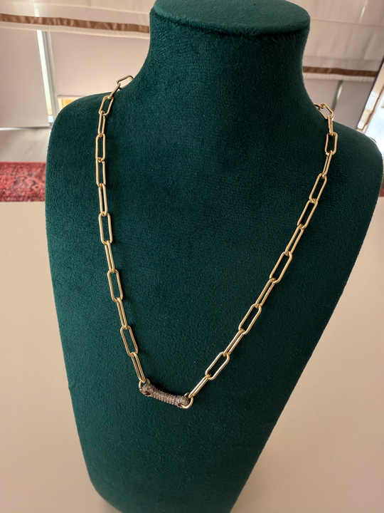 Full Zirkon Taşlı , 14k Kemik Kolye