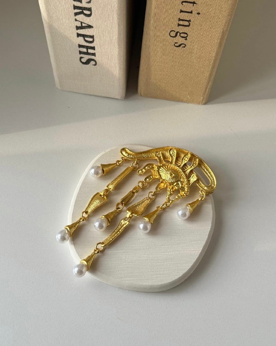İnci Sarkıtlı , Mat Gold , Göz Broş