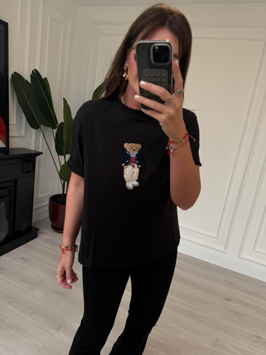 Marka Logo İşlemeli , Siyah T-shirt