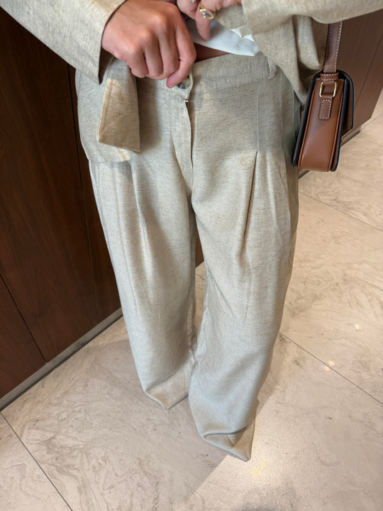 %100 Keten , Bej , Blazer & Pantolon Takım