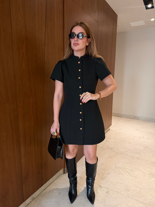 Orijinal Model , Gold Düğmeli , Karpuz Kol , Siyah Elbise