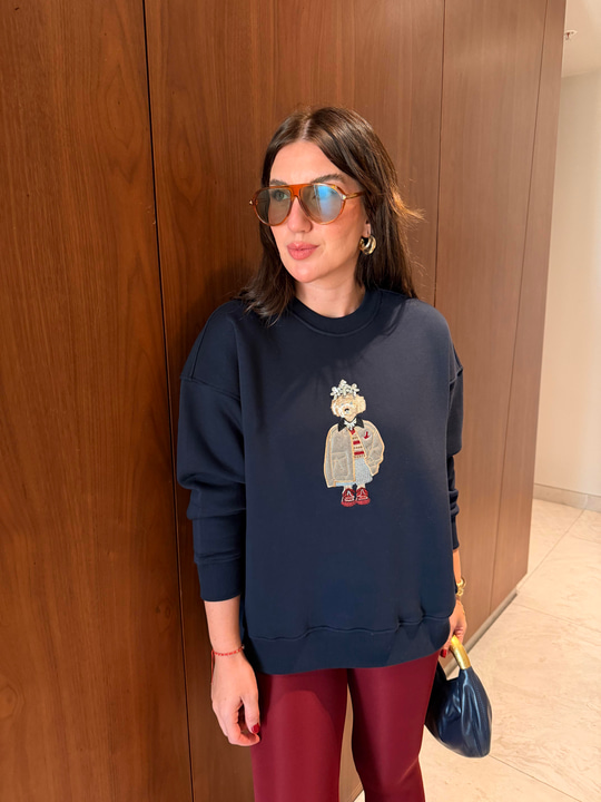 Orijinal Marka , Önü Taş İşlemeli Figürlü , Lacivert , Sweatshirt
