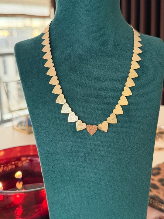 14k Kaplama , Sıralı Kalp Kolye