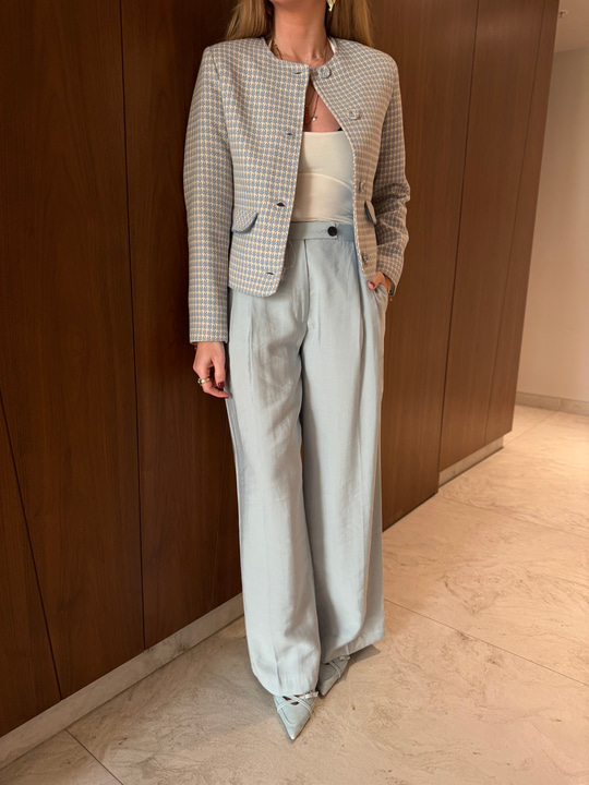 Orijinal Marka Buz Mavisi Tencel Palazzo Pantalon