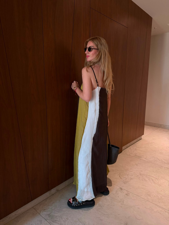 Orijinal Model , Blok Desenli , Askılı Elbise