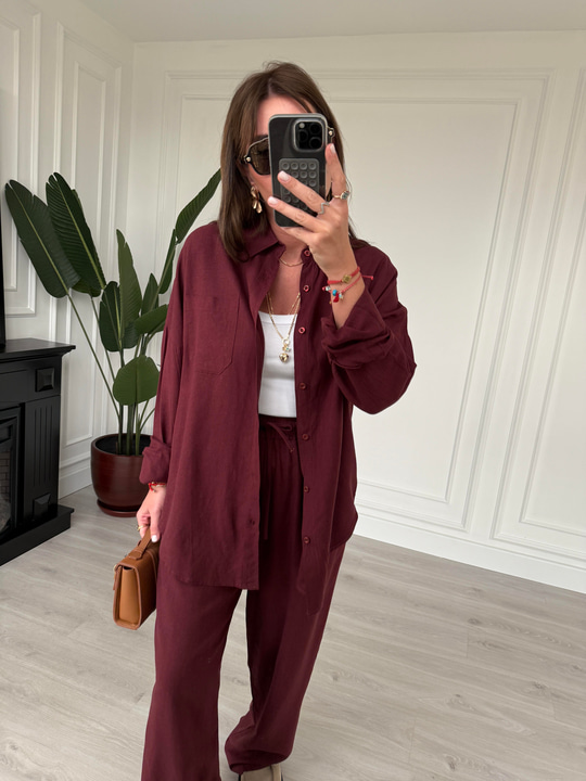 Orijinal Marka , %100 Pamuk , Bordo Premium Takım