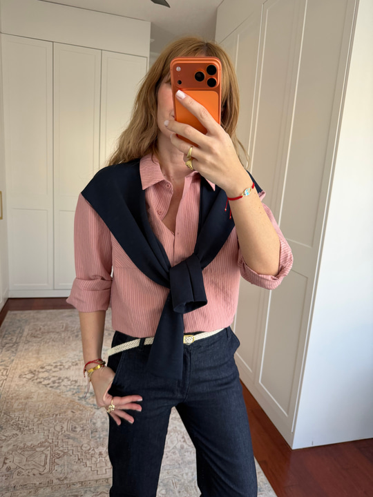 Modal Bağlama Detaylı , Pembe Gömlek