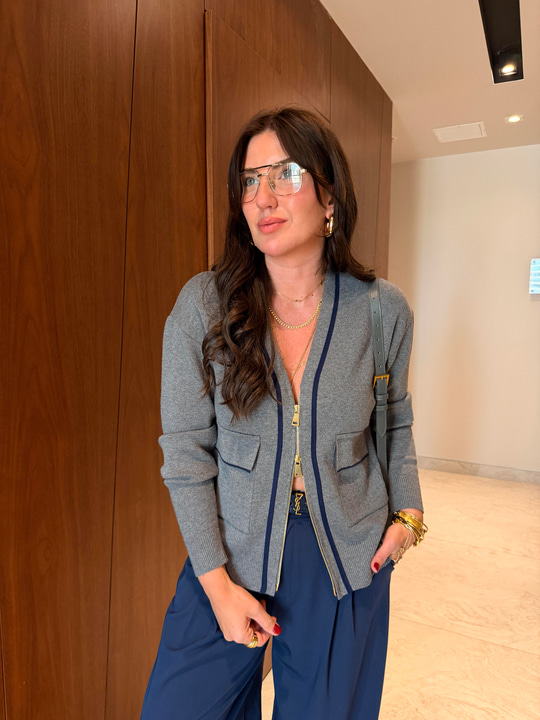 Önü Çift Fermuarlı , Antrasit , Premium Triko Ceket