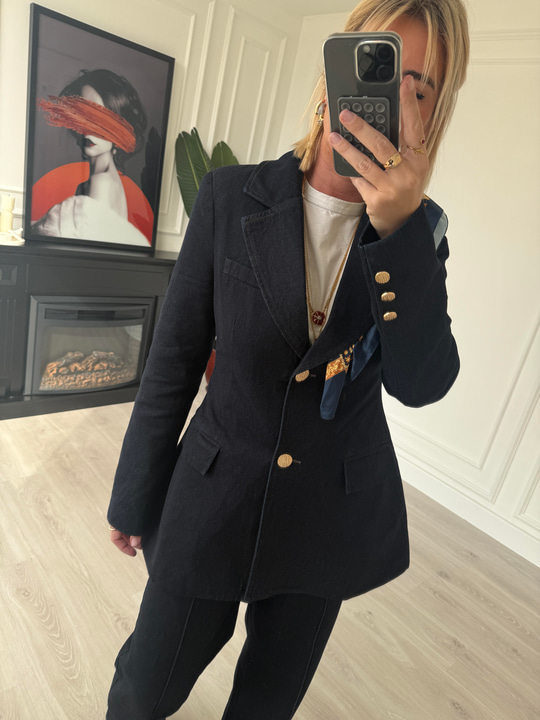 Gold Düğmeli , Belden Oturtmalı , Premium Jean Ceket