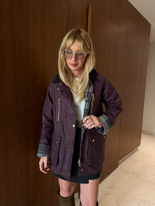 Orijinal Model , Yağlı Dokuda , Çift Cepli , Premium Mürdüm Mont