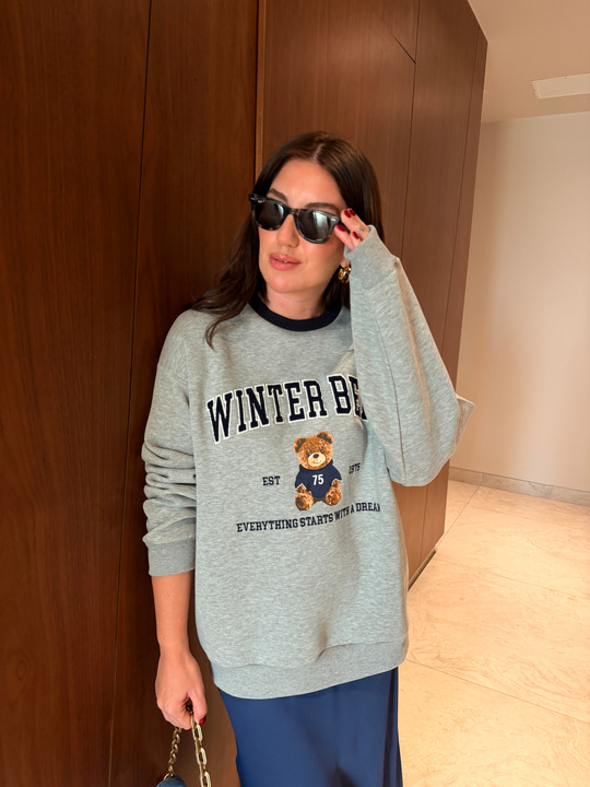 Teddy Bear , Yumuşacık , Gri Sweatshirt
