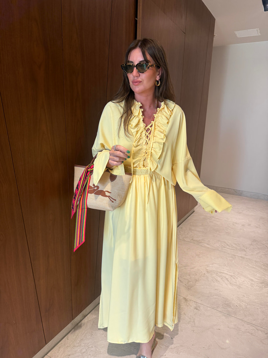 Orijinal Model , Önden Bağlamalı , Premium , Sarı , Etek Takım