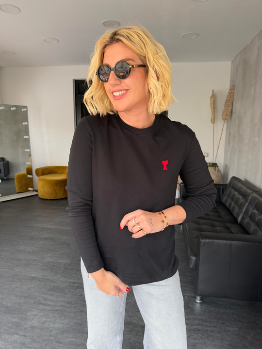 Orijinal Marka , %100 Koton , Uzun Kollu , Siyah T-shirt