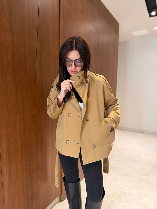 Kuşaklı , Camel , Kısa Trençkot