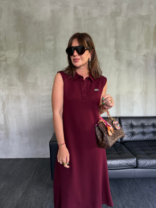 Bgm Marka , Polo Yaka , Bordo , Premium Modal Elbise
