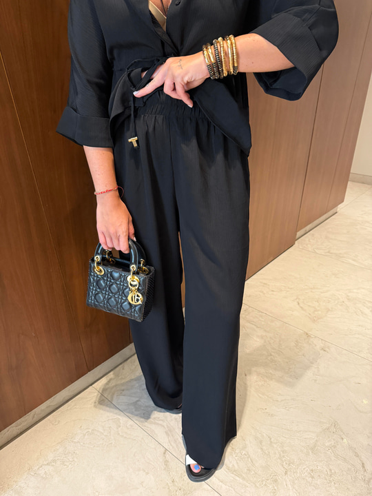 Siyah , Beli Lastikli , Tiril , Palazzo Pantolon