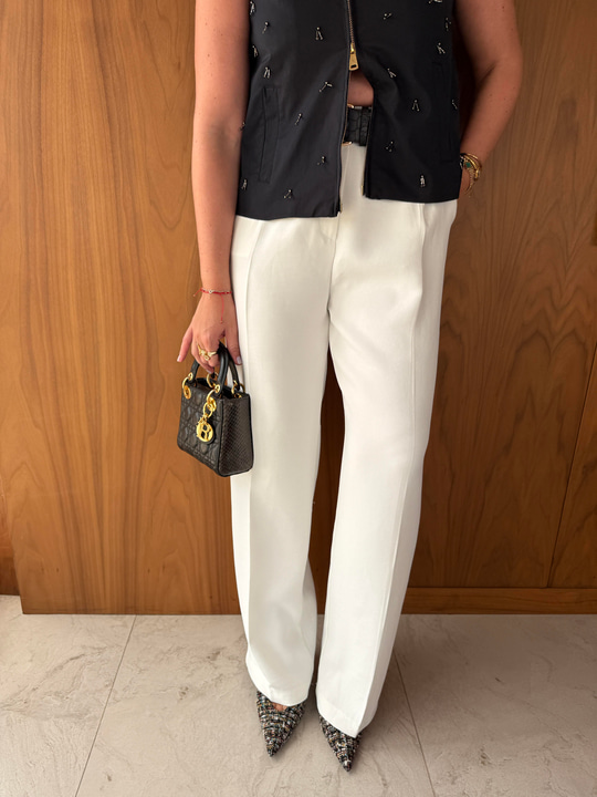 Ekru , Premium Krep Kumaş , Palazzo Pantolon