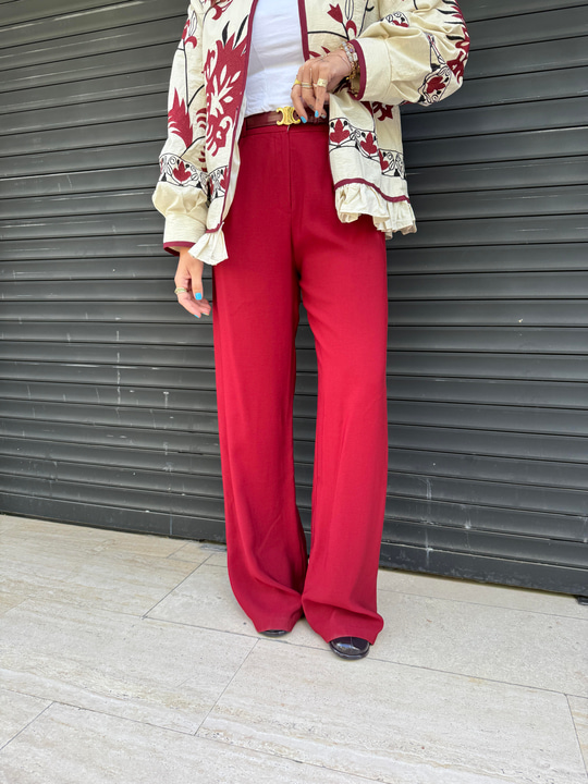 Premium , Bordo , Tencel , Palazzo Pantolon