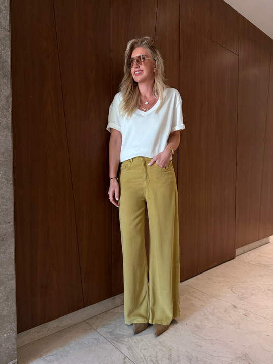 Olive , Yumuşacık Tencel Jean Pantolon