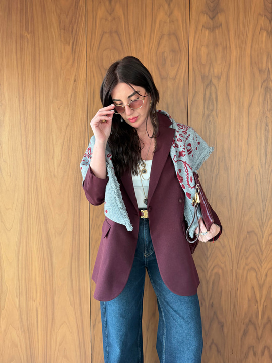 Çift Düğmeli , Kruvaze , Mürdüm , Premium Blazer Ceket