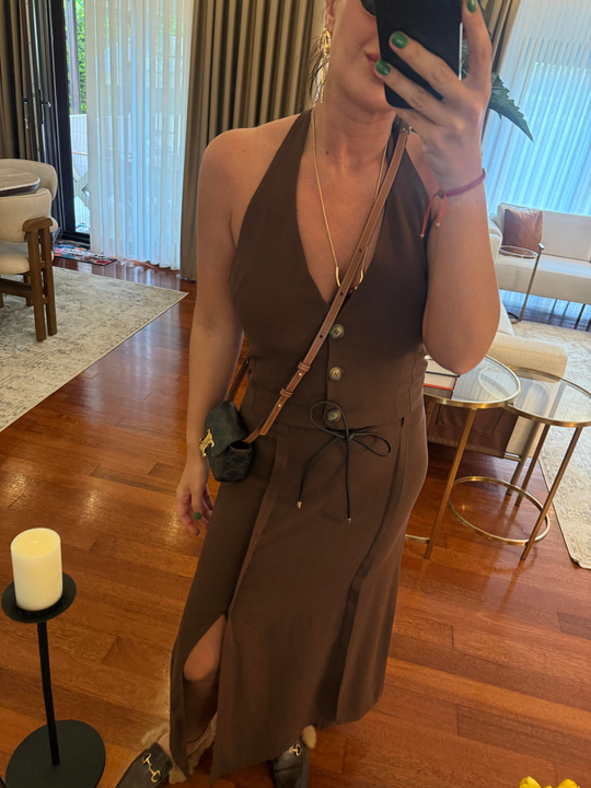 Acı Kahve Orijinal Model , Deri Kemerli , Premium , Yelek & Etek Takım