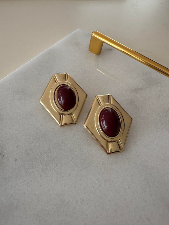 Mng Model , Gold & Bordo Küpe
