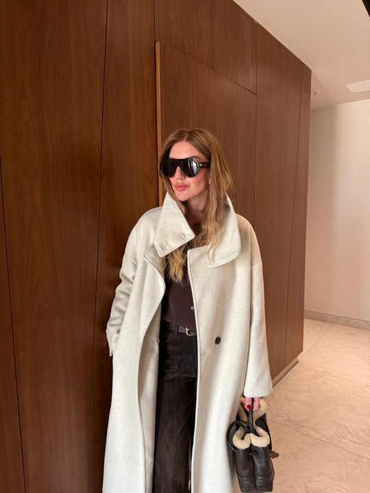 Orijinal Model , Ekru , Premium Kaşe Kaban