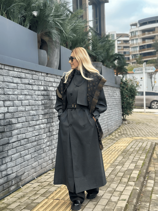 Antrasit Kuşaklı Helena Trençkot Askı0065
