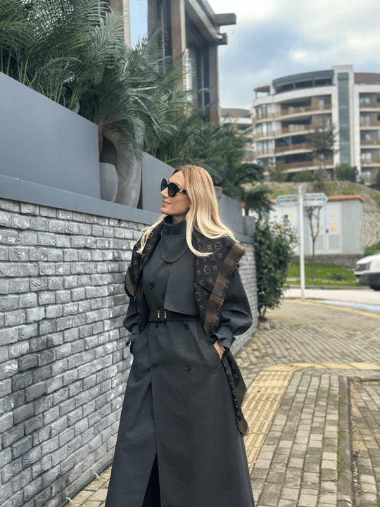 Antrasit Kuşaklı Helena Trençkot Askı0065