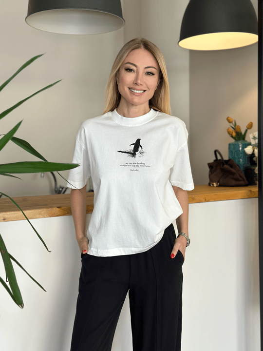 Baskı Detaylı Ekru Tshirt Askı0060