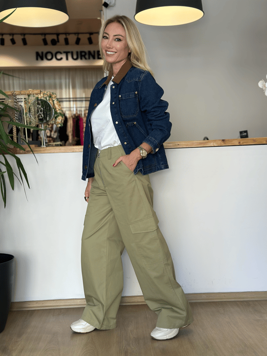 Denim Kadife Yaka Detaylı Ceket Askı00341