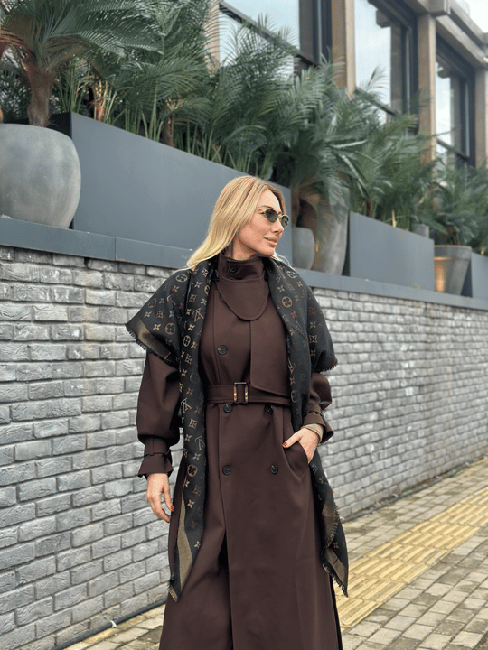 Kahve Kuşaklı Helena Trençkot Askı0065
