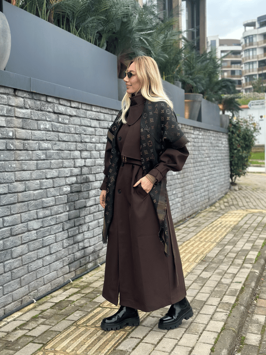 Kahve Kuşaklı Helena Trençkot Askı0065