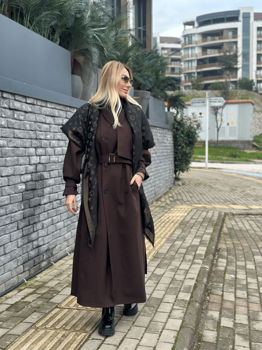 Kahve Kuşaklı Helena Trençkot Askı0065
