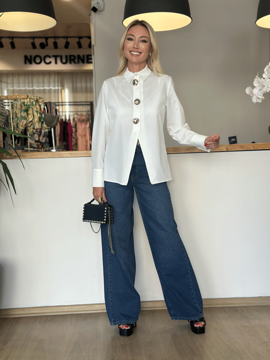 Lacivert Geniş Paça Denim Askı00348