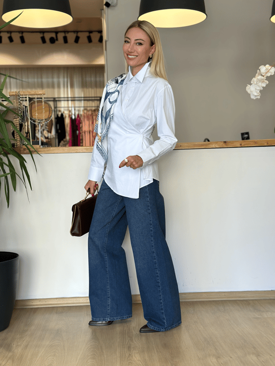 Lacivert Geniş Paça Jean Askı00357