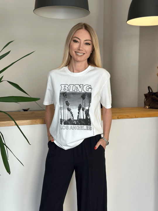 Siyah Baskı Detaylı Tshirt Askı0059