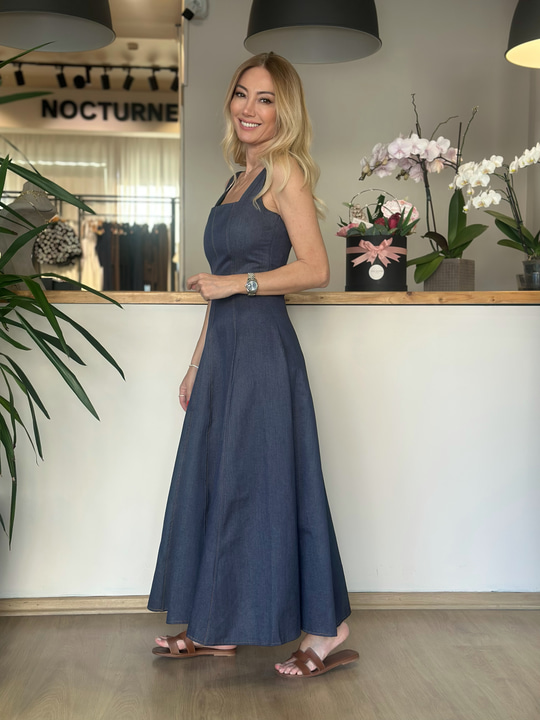 Volanlı Denim Amalfi Elbise Askı00132