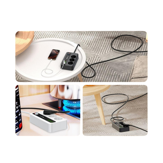 Akım Korumalı Çoklu Priz – USB Girişli, Anahtarlı, Yüksek Güvenlikli Priz Ünitesi