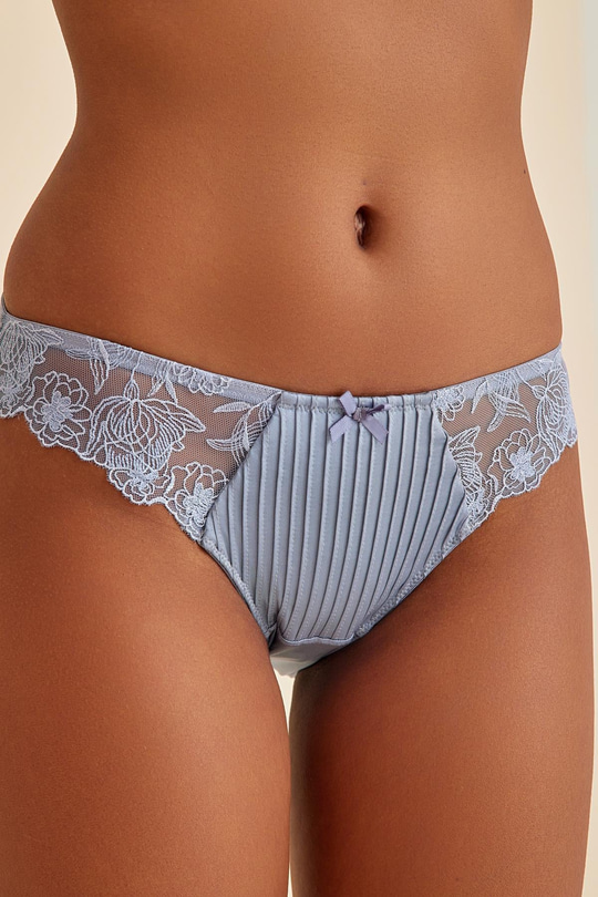 Paris Gri Mavi Dantelli Slip Külot