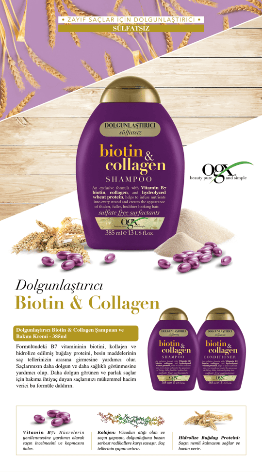 OGX Biotin Collagen Full Dolgunlaştırıcı ve Uzatıcı Şampuan 385 ML |  Ehersey.com