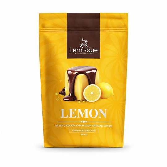 Hediyelik ÜrünlerBitter Çikolata Kaplı Limon Aromalı Lokum 100 gr