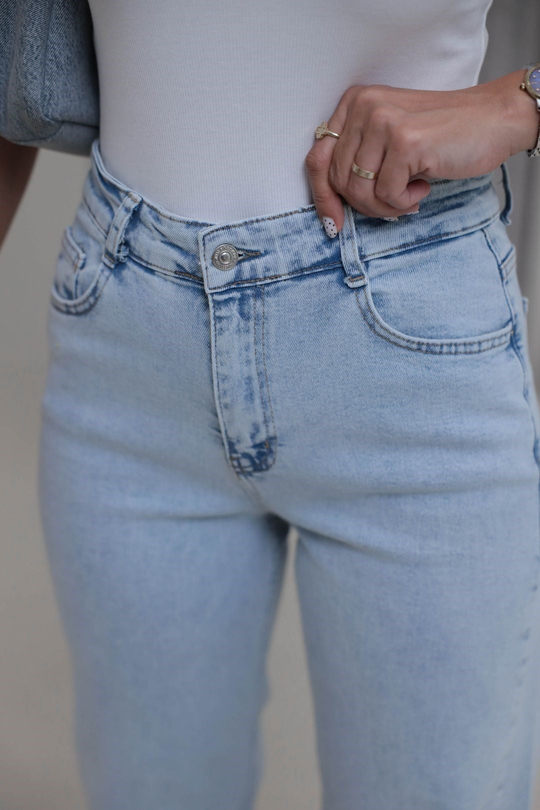 488 Likralı Wide Leg Jean BUZ MAVİ