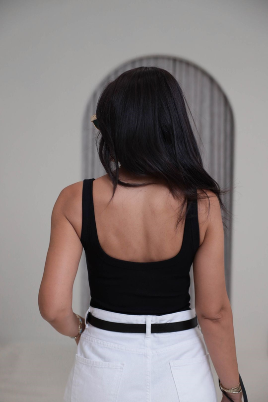 1053 Askılı Pamuklu Bodysuit SİYAH