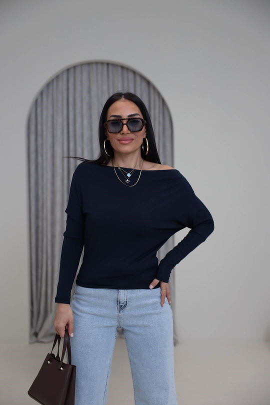 7221 Degaje Yaka Modal Bluz LACİVERT