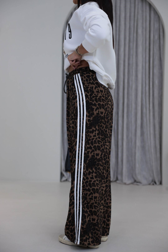 1786 Leopar Desen Yandan Çizgili Pantolon LEOPAR
