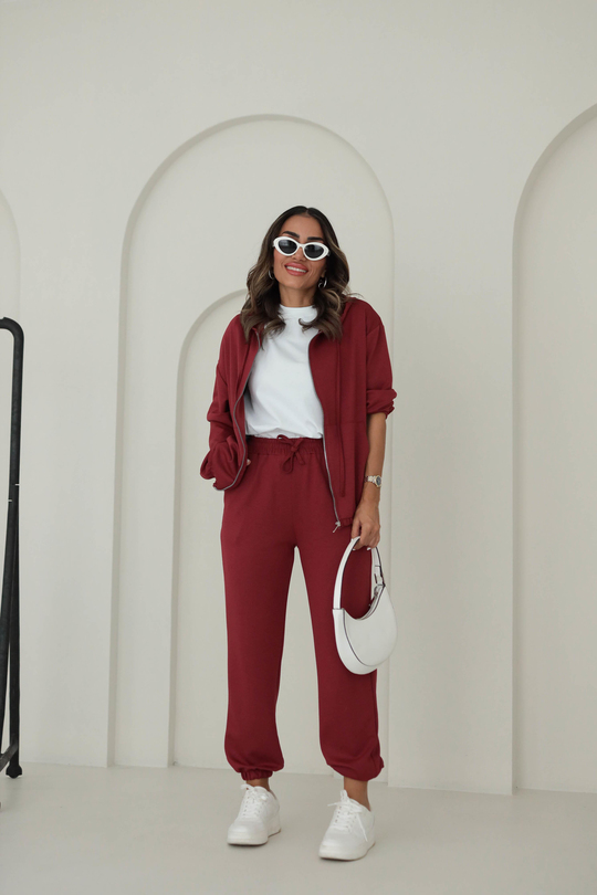 0091 Bel Lastikli Modal Kumaş Takım BORDO
